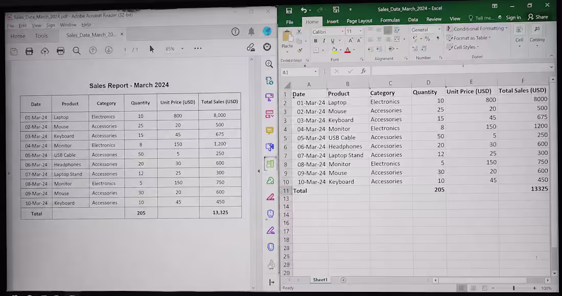 Cover image for Covert PDF to EXCEL