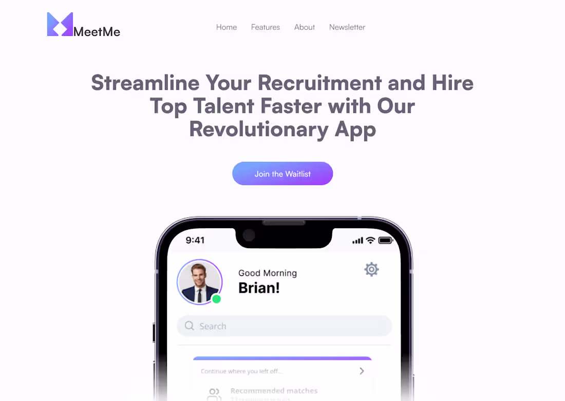 Cover image for MeetMe App Landing Page