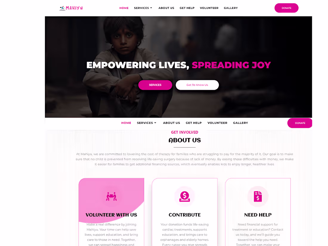 Cover image for Mahiyu Charity Website