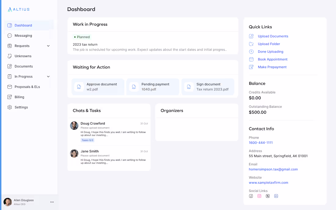 Cover image for Web App Redesign for Altius CPA Client Portal