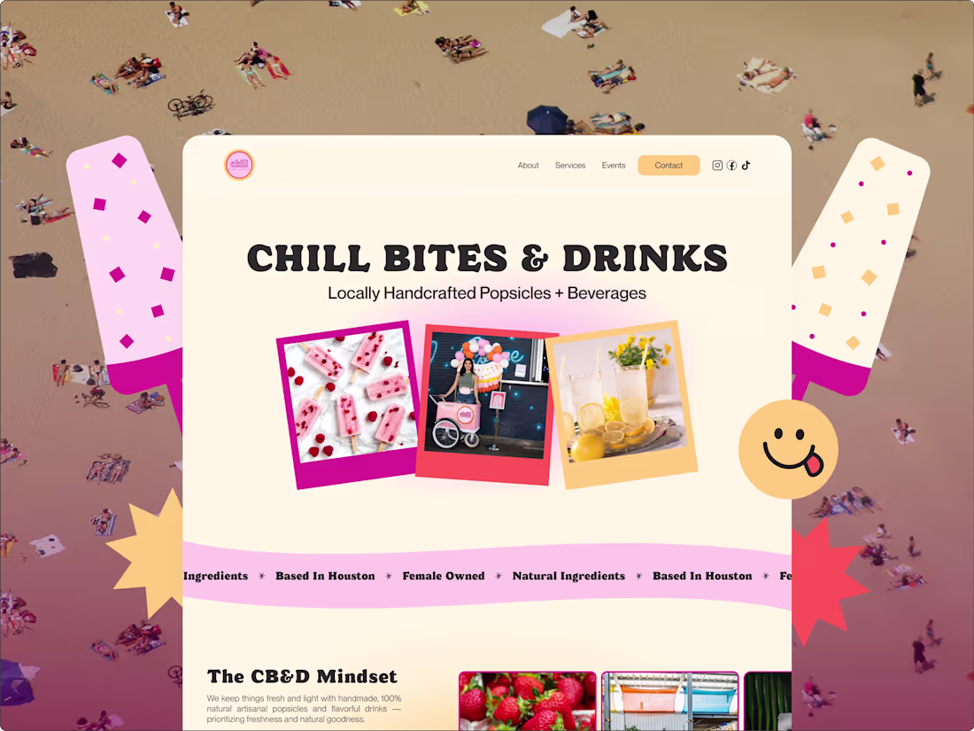 Cover image for Chill Bites & Drinks — Framer Website Development + Branding