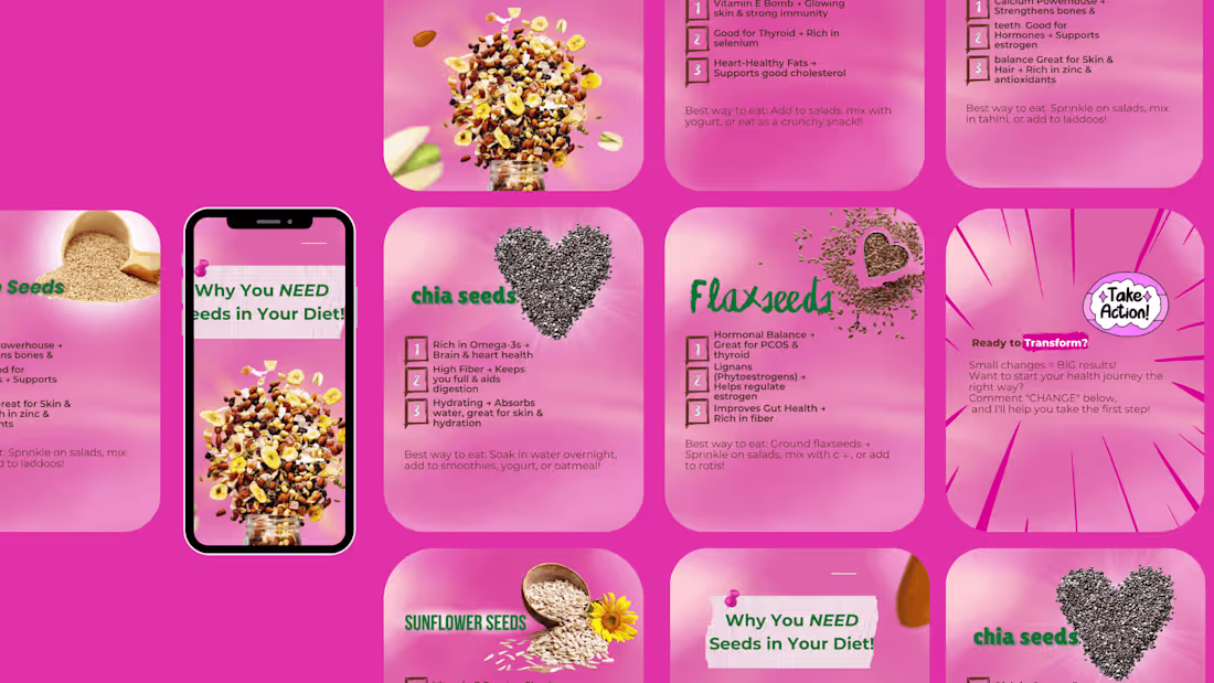 Cover image for Instagram Carousel – Power of Seeds in Your Diet