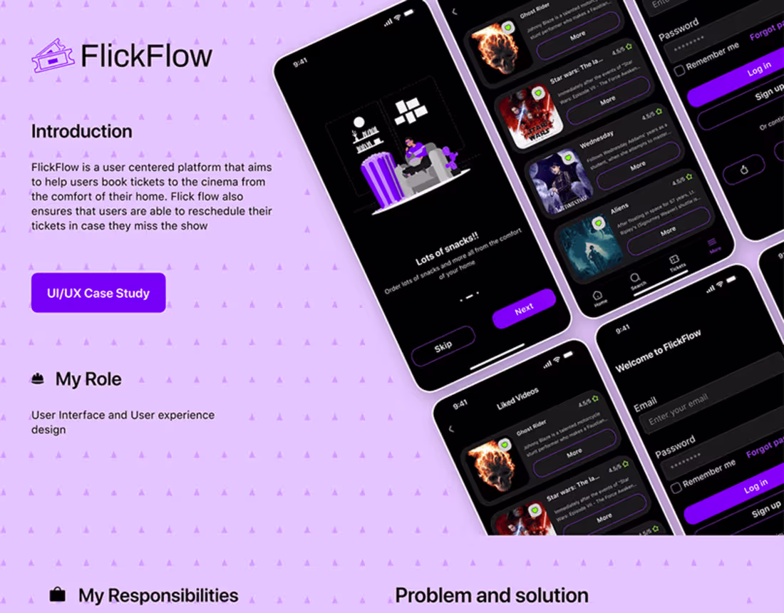 Cover image for FlickFlow; Movie ticketing App Case Study :: Behance