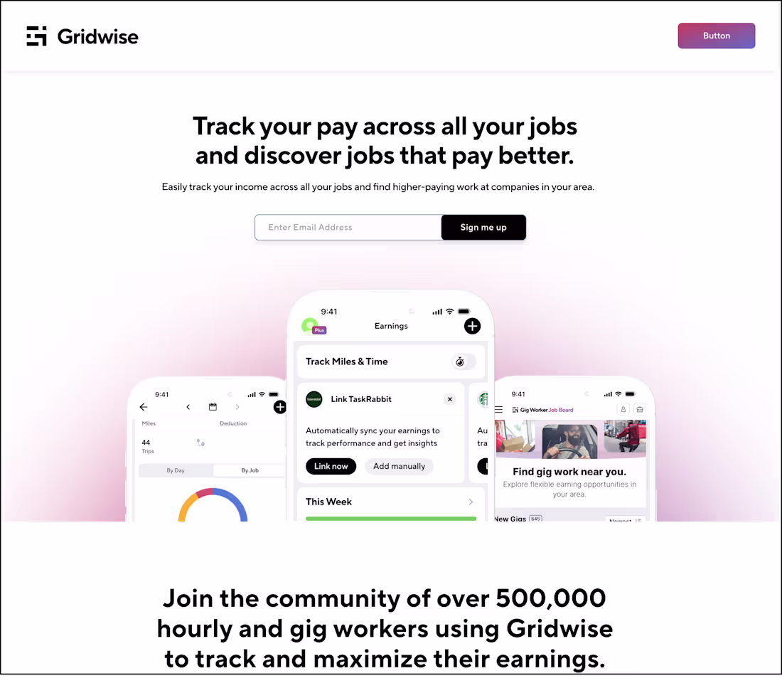 Cover image for Gridwise Landing Page Mockup (Figma UI Design) A high-fideli...
