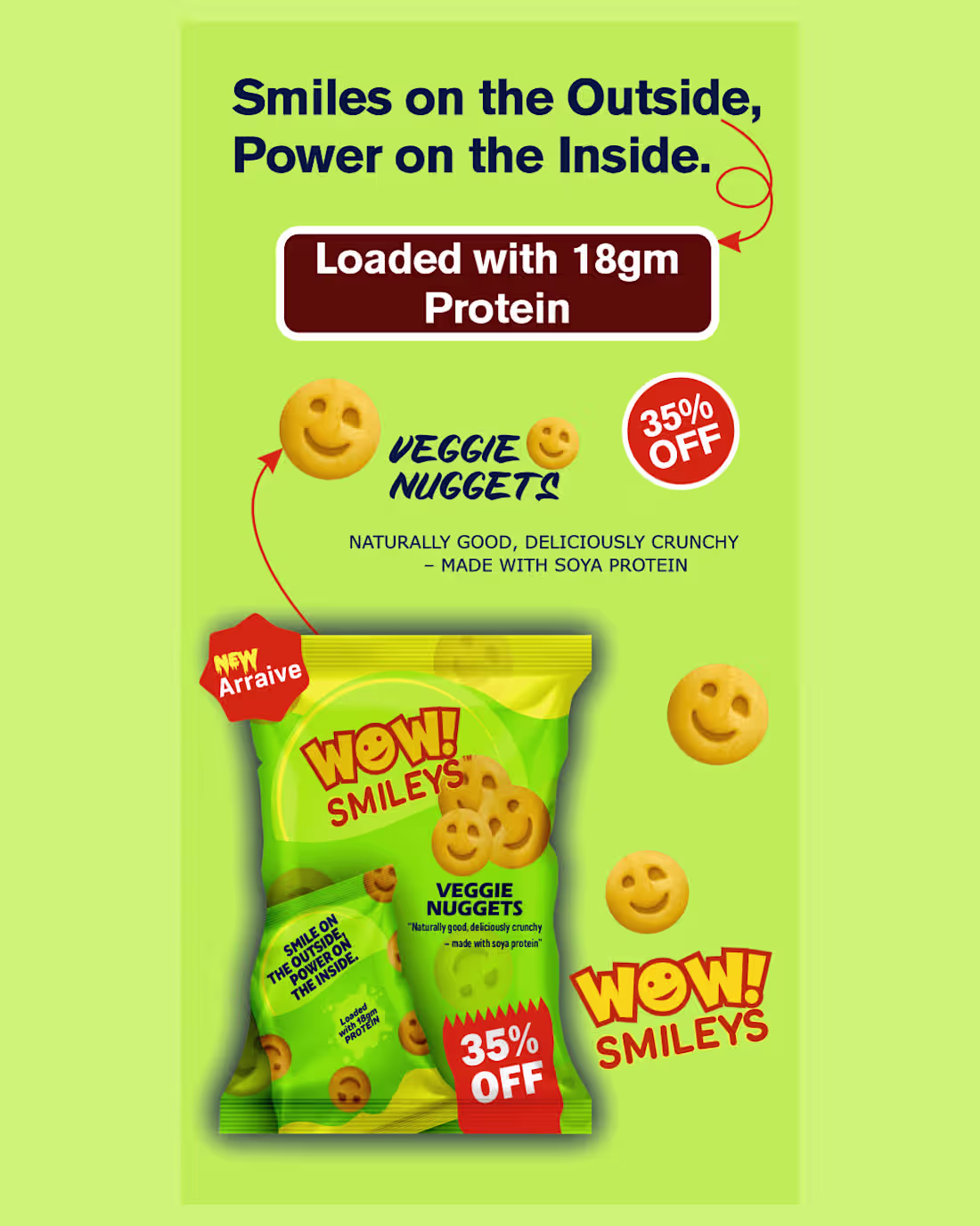 Cover image for WOW! Smileys Veggie Nuggets Packaging & Ad Design