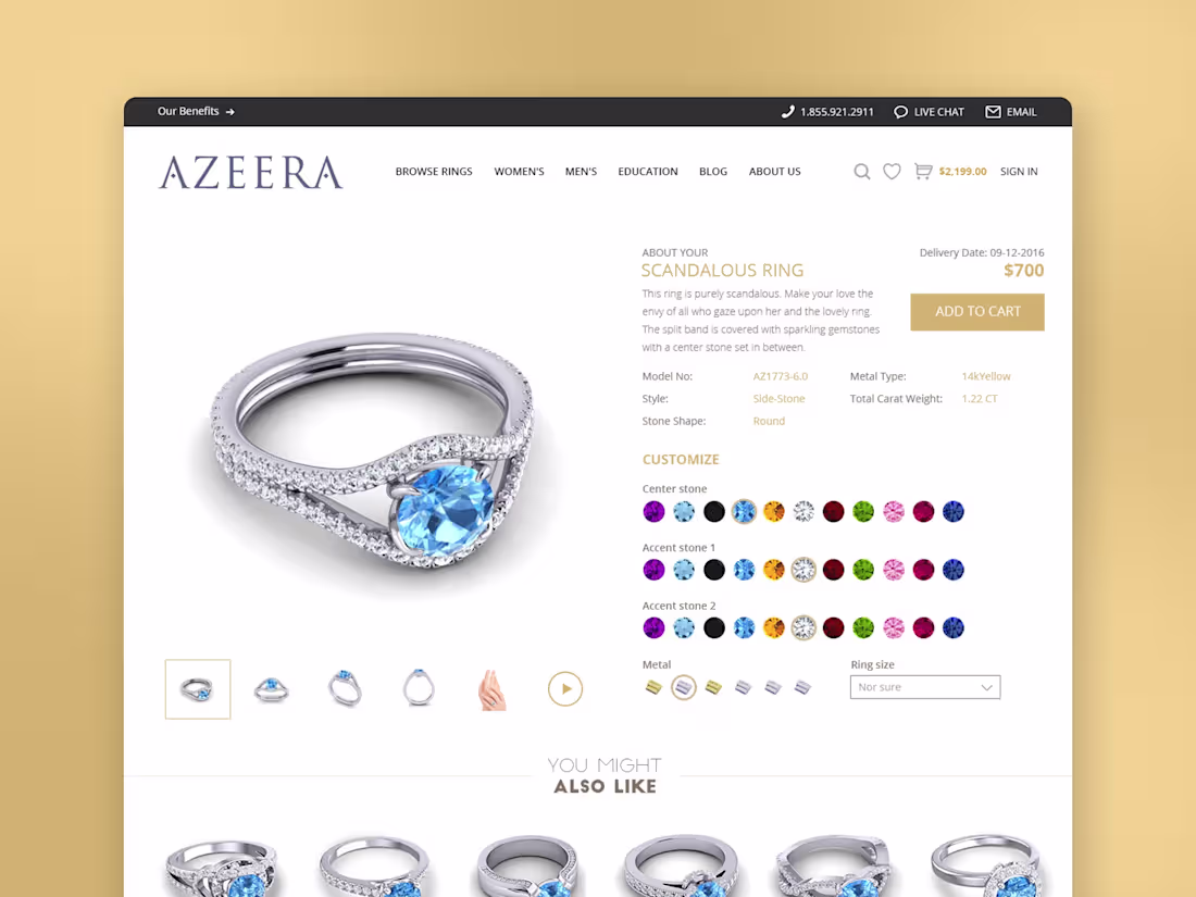 Cover image for Azeera - Custom Jewelry E-Commerce