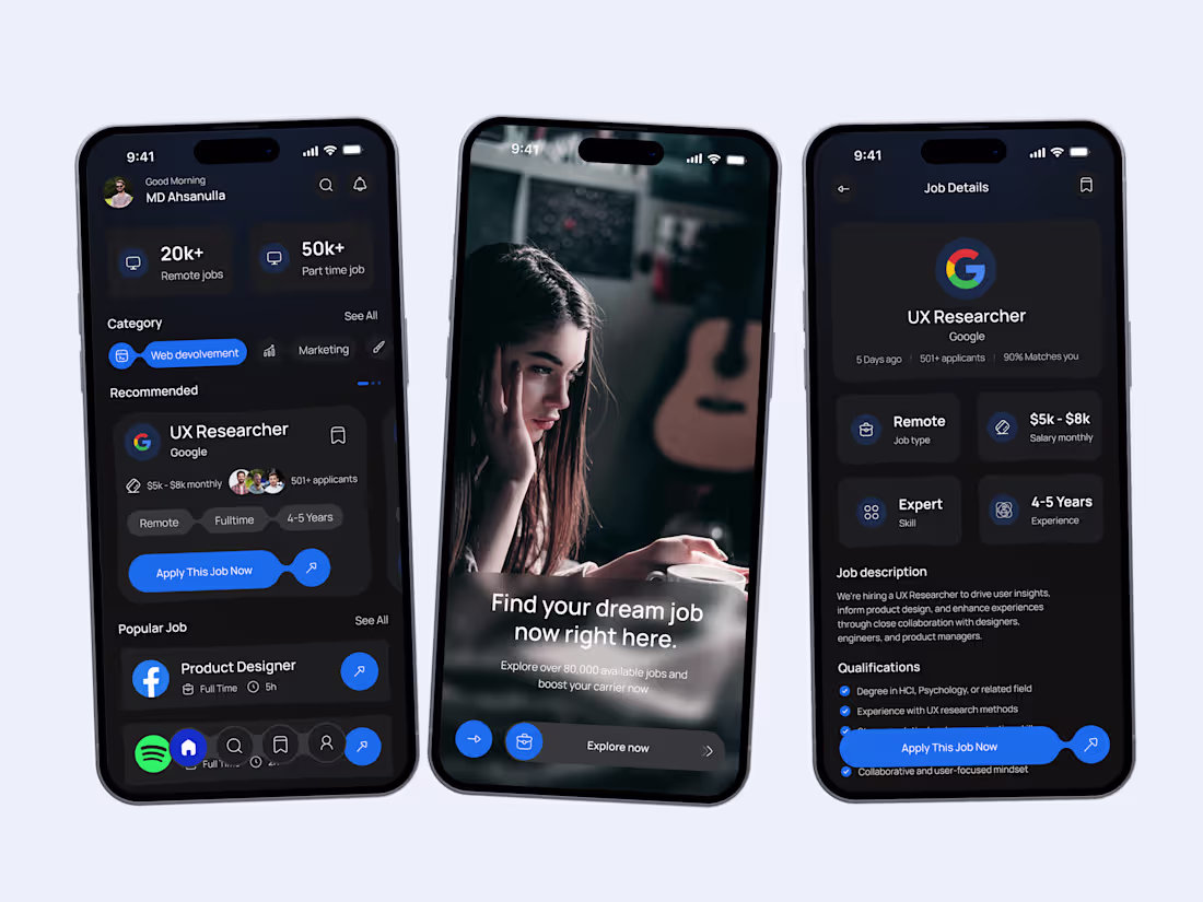 Cover image for Job Finder Mobile App UI Design