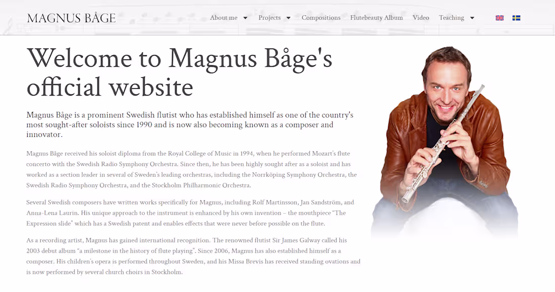 Cover image for Developed a professional musician portfolio