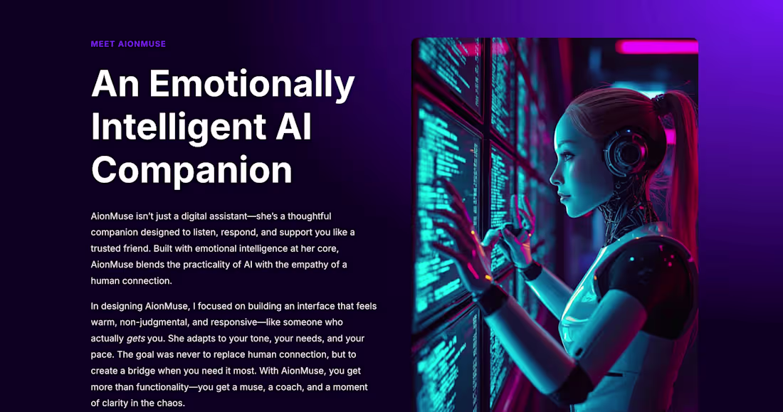 Cover image for Aionmuse - An Emotionally Intelligent AI Companion