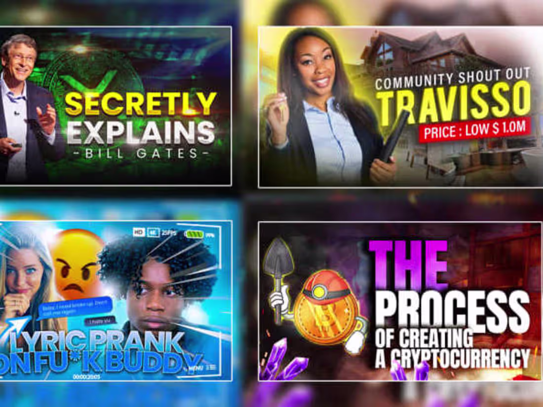 Cover image for I will design eye-catching YouTube thumbnails that boost clicks