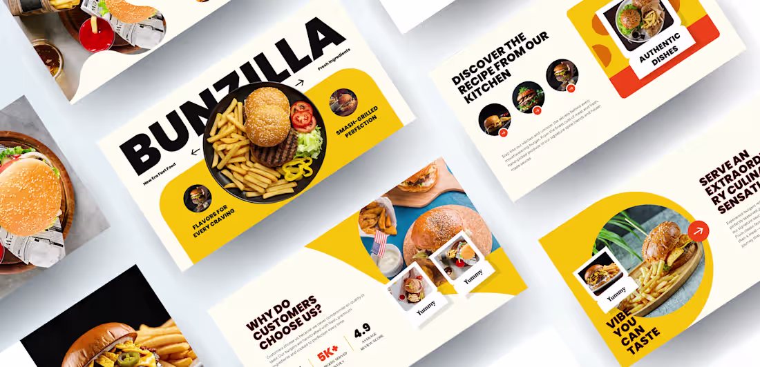 Cover image for Restaurant Pitch Deck Design for Bunzilla