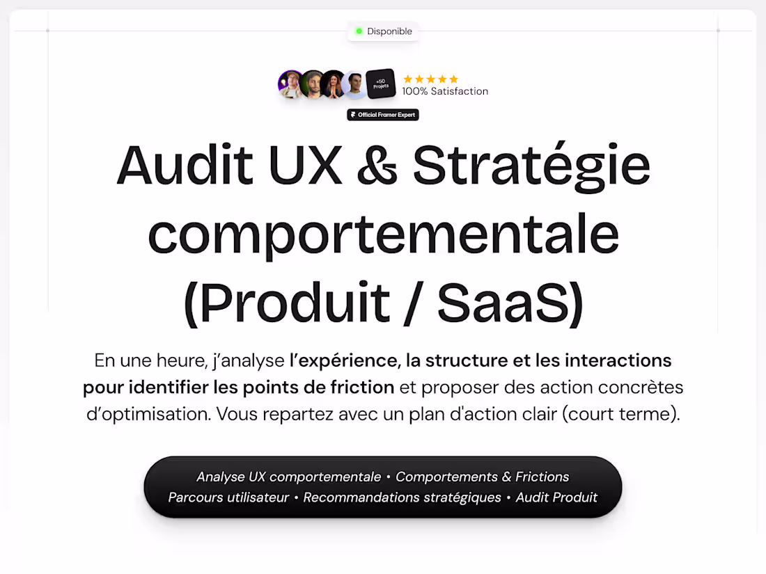 Cover image for Audit UX & Stratégie comportementale (Produit / SaaS)