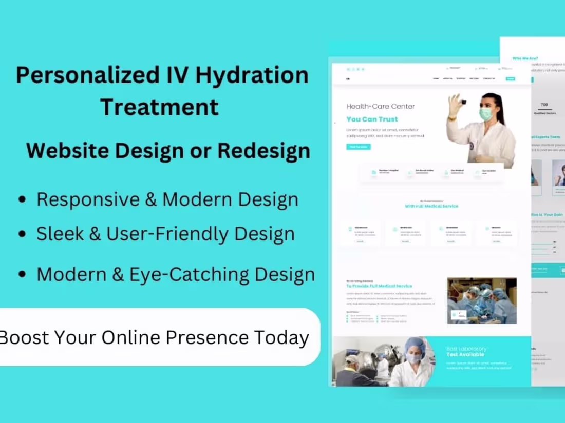 Cover image for Iv Hydration Website, IV Therapy Website, Health Website Design