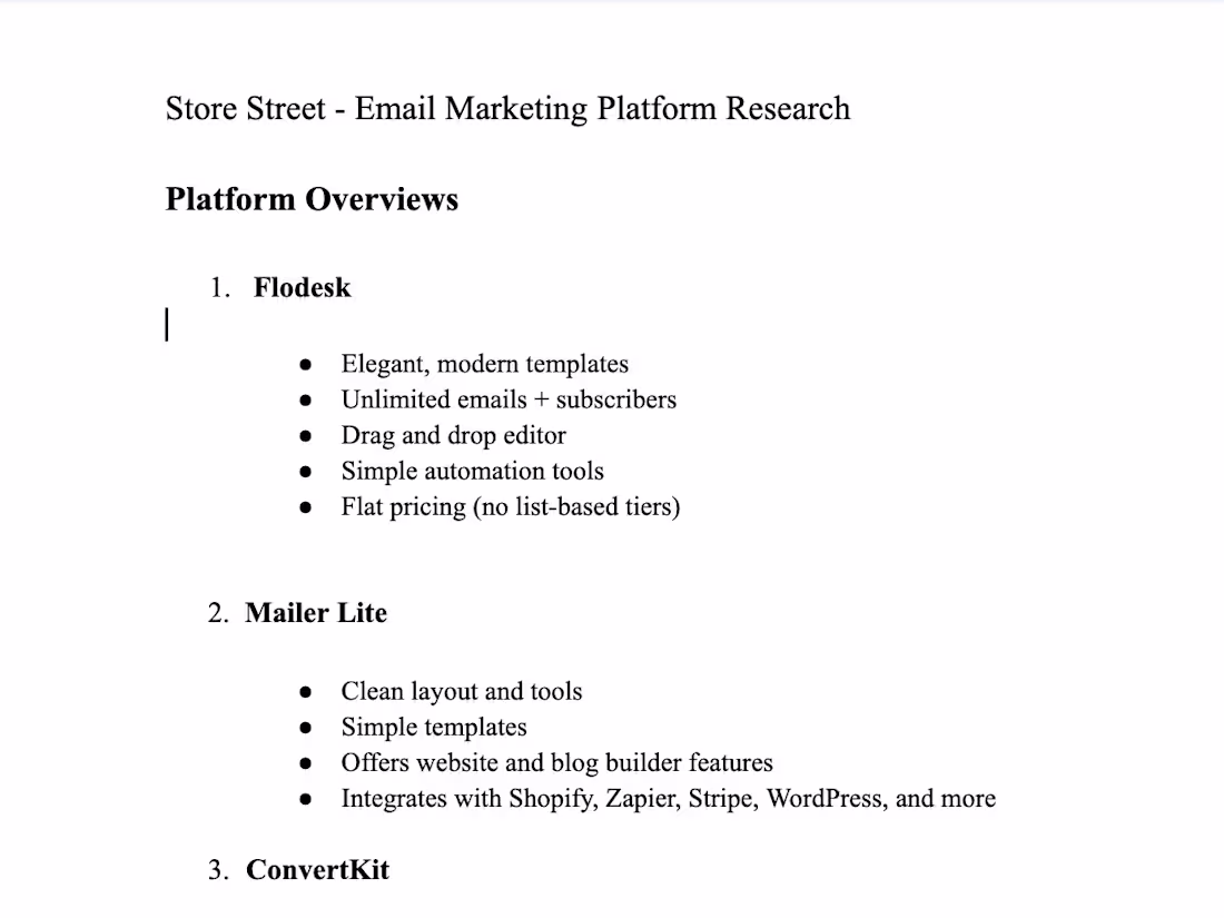 Cover image for Store Street - Email Marketing Platform Research