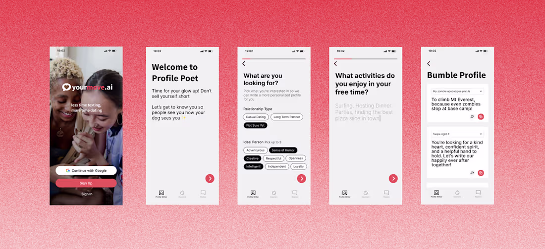 Cover image for YourMove.ai · Profile Poet Redesign for Increased Conversion