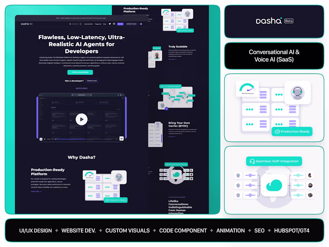 Cover image for AI-Voice Agent (SaaS) | React to Framer + Custom UI + Framer