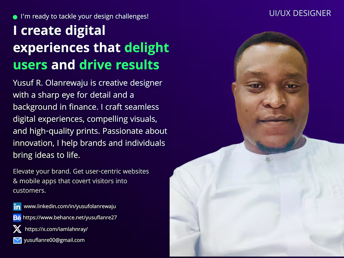 Cover image for UI/UX Designer for Clean Mobile & Web Apps