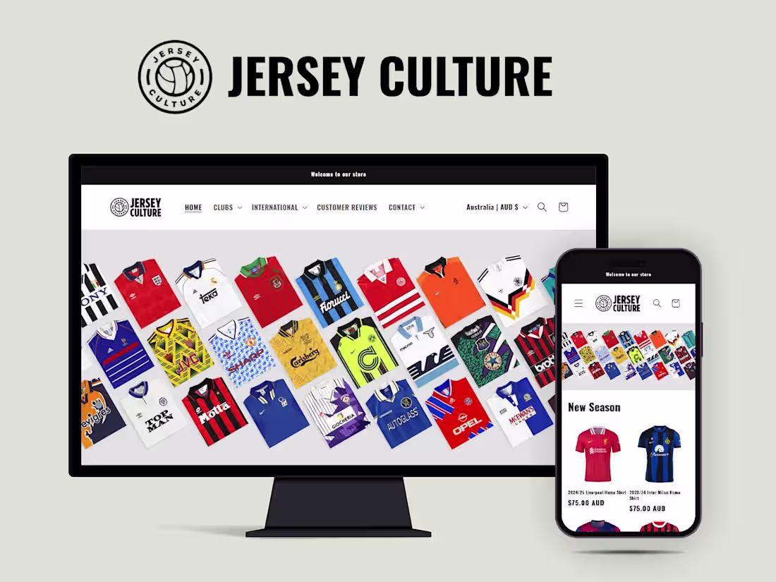 Cover image for Custom Shopify Store Design for Jersey Culture