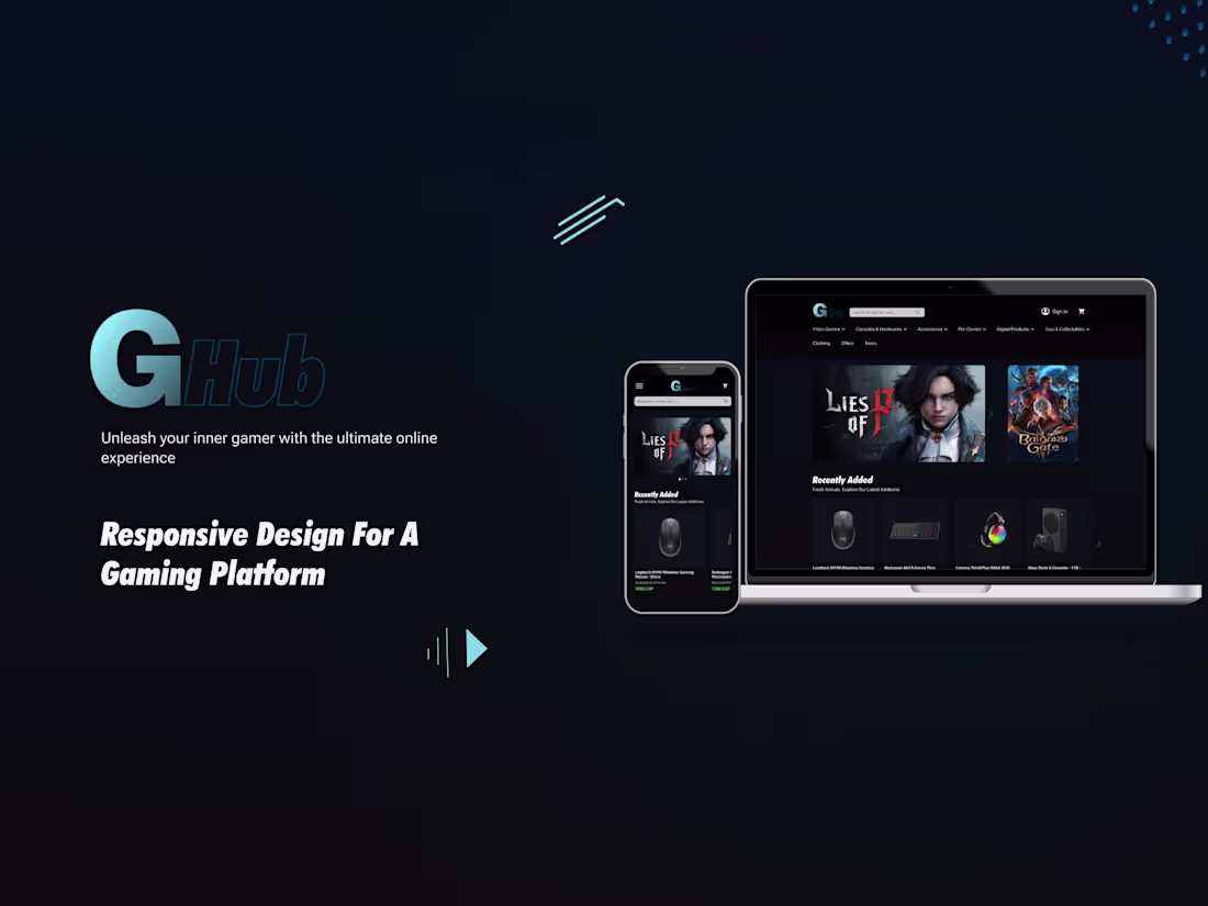 Cover image for GHub Responsive Design for a Gaming Platform UI/UX Design