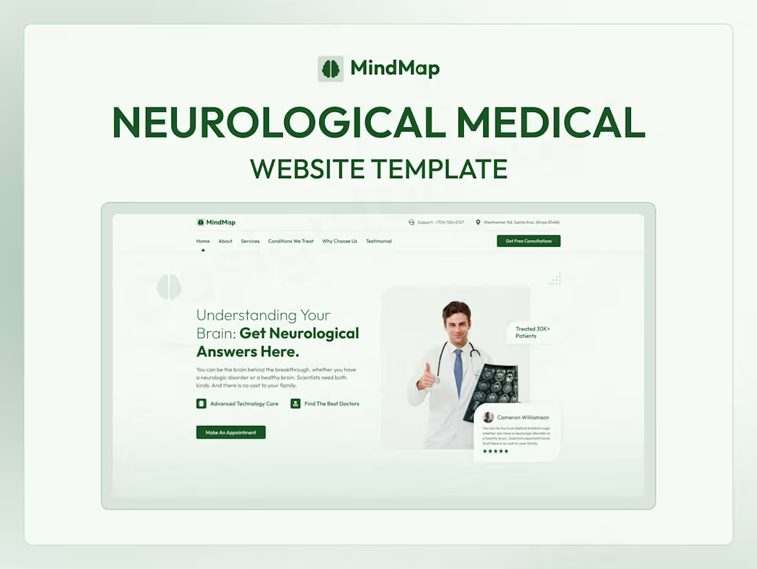 Cover image for Neurological Medical One-Page Framer Template