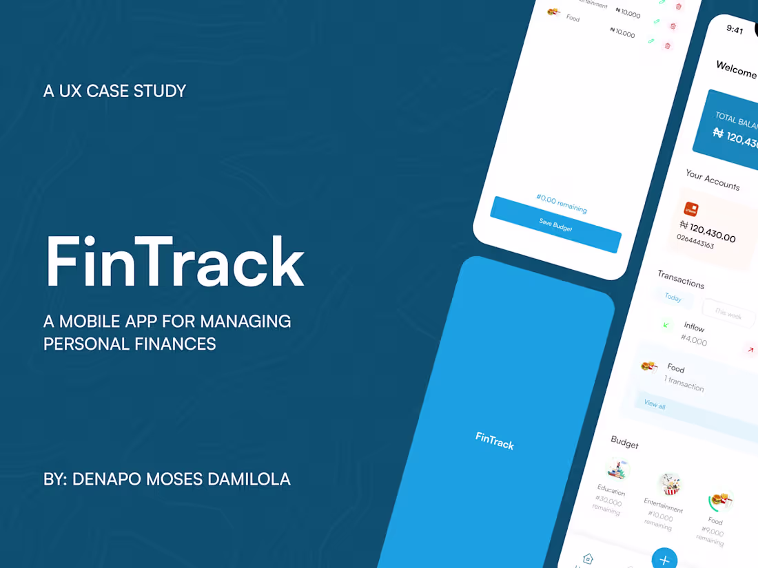 Cover image for FINTRACK MOBILE APP UX CASE STUDY