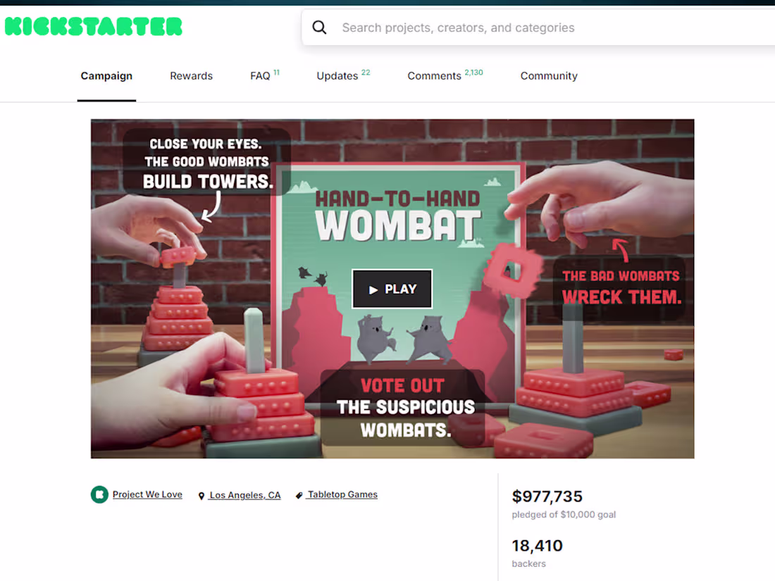 Cover image for Hand-to-Hand Wombat Kickstarter