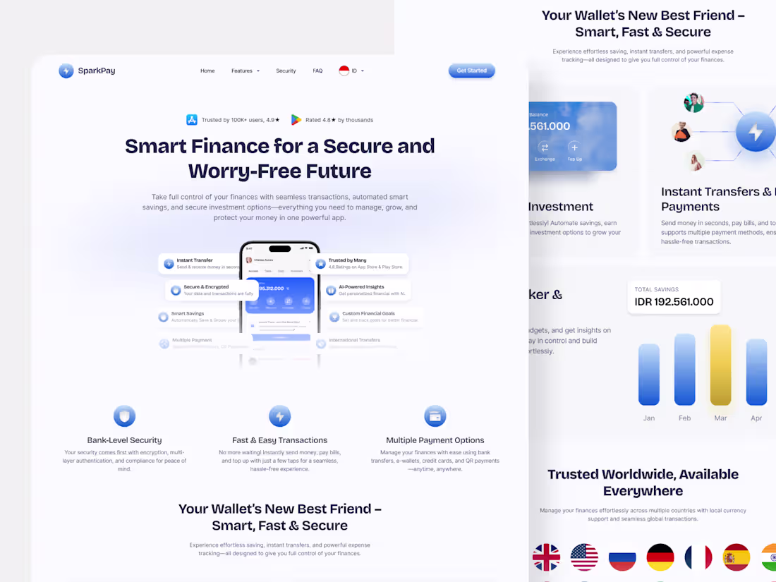 Cover image for SparkPay – FinTech Landing Page