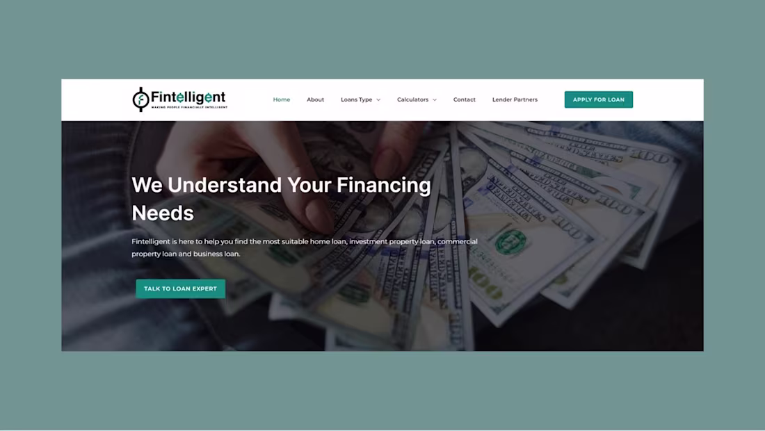 Cover image for FINTELLIGENT WEBSITE BANNER on Behance