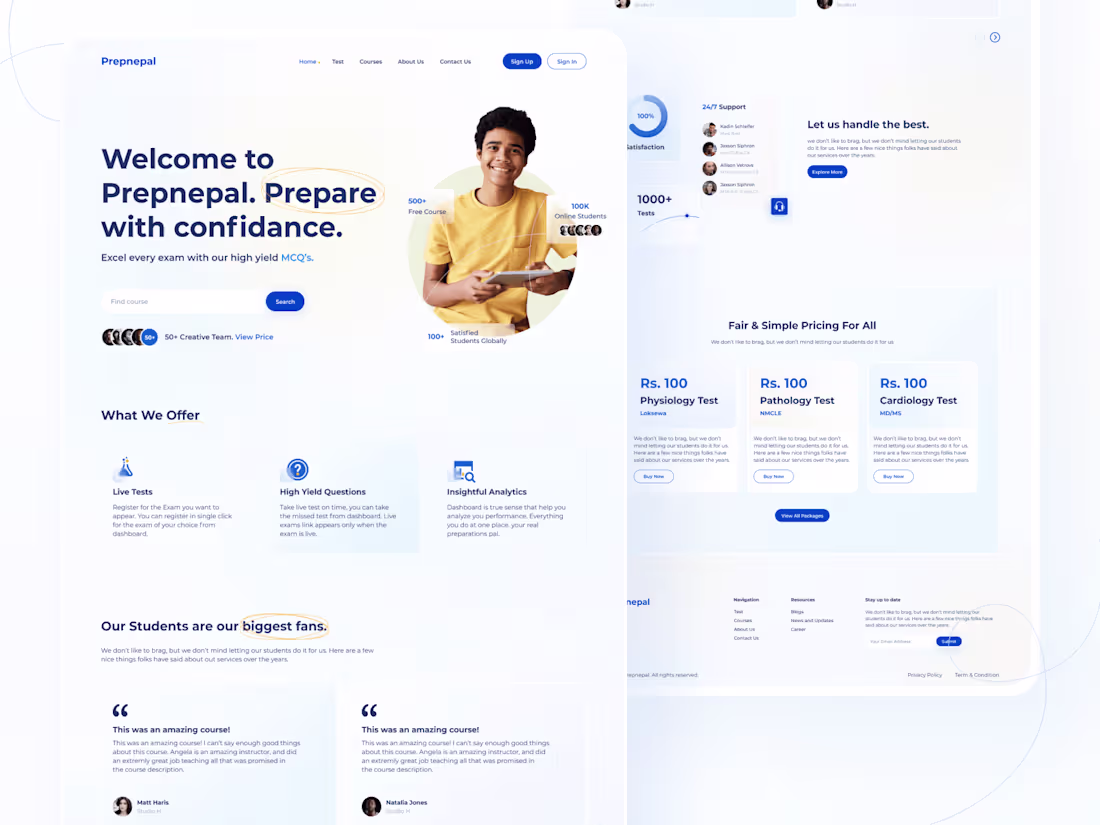 Cover image for Prepal-Online Exam Landing Page
