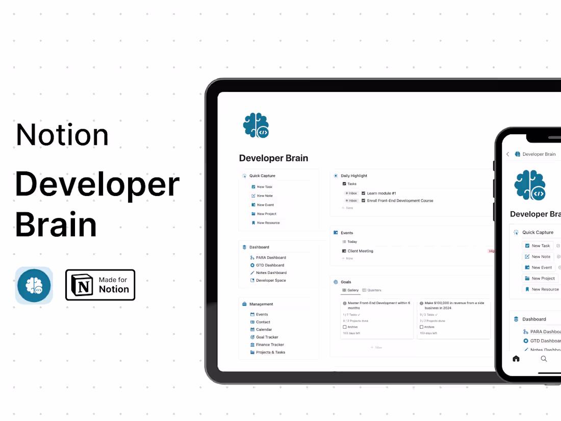 Cover image for Notion Developer Brain: A Second Brain for Developer