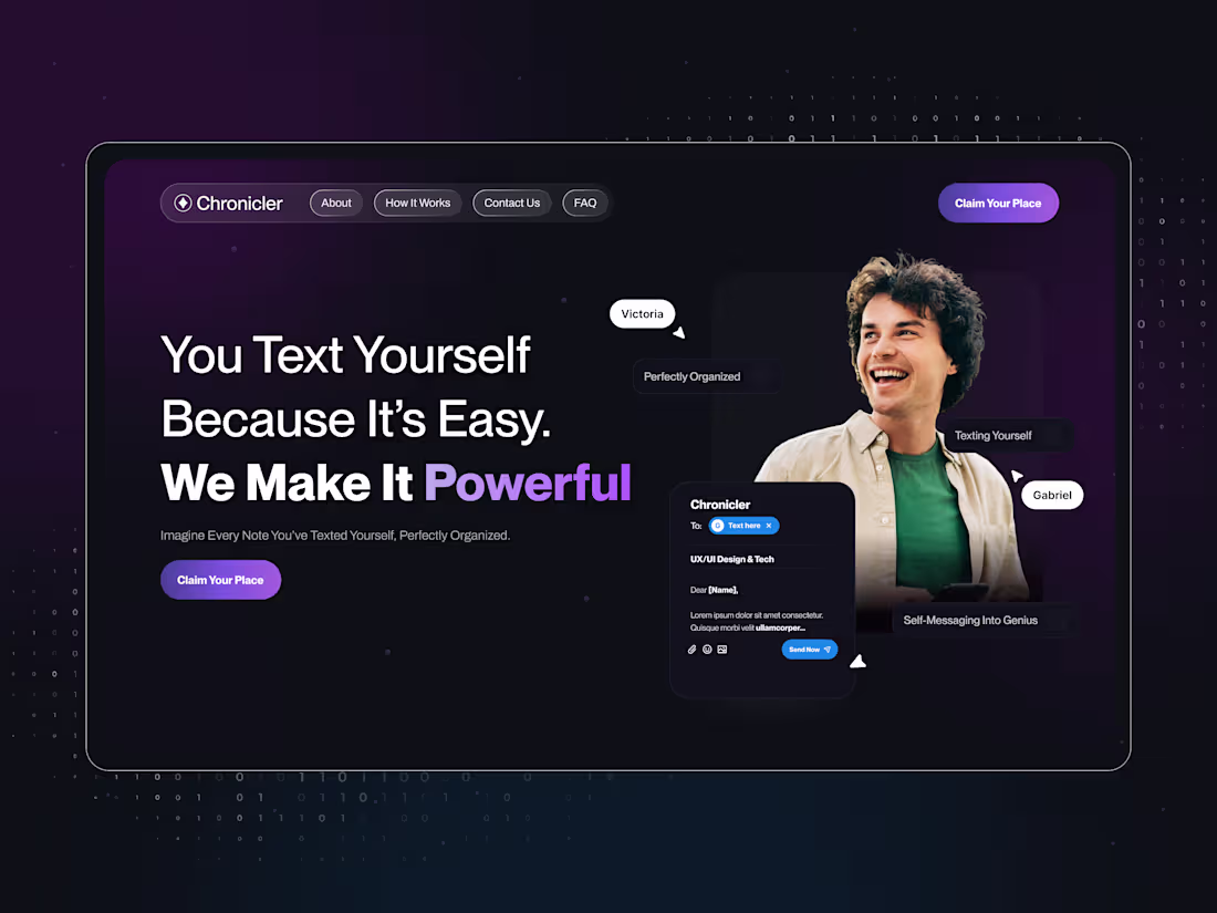 Cover image for Chronicler – AI Chatbot Landing Page UX/UI Design