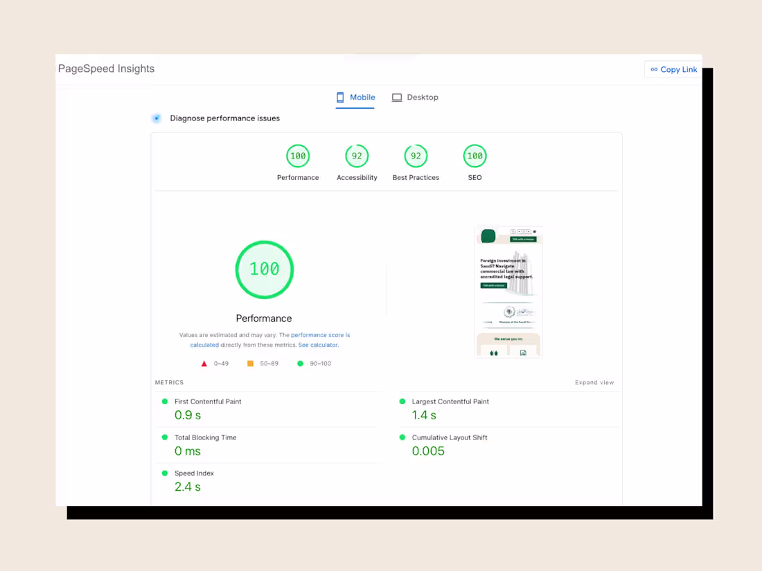 Cover image for because we build sites from the ground up, we achieve snappy...