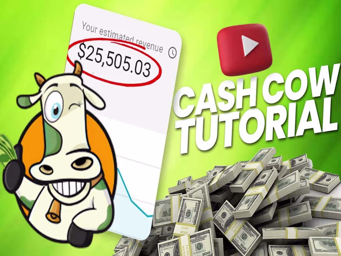 Cover image for create automated cash cow youtube channel, cash cow videos