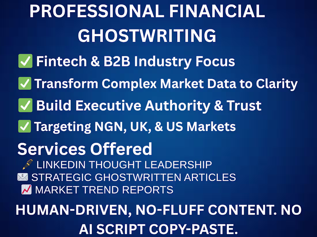 Cover image for Financial Services Showcase: High-impact ghostwriting