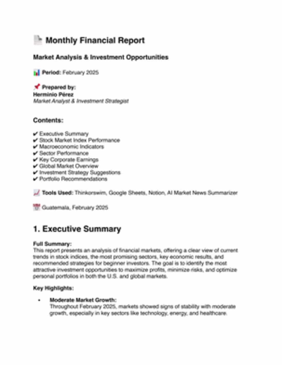 Cover image for Market Analysis & Investment Opportunities, Luis, february 2025