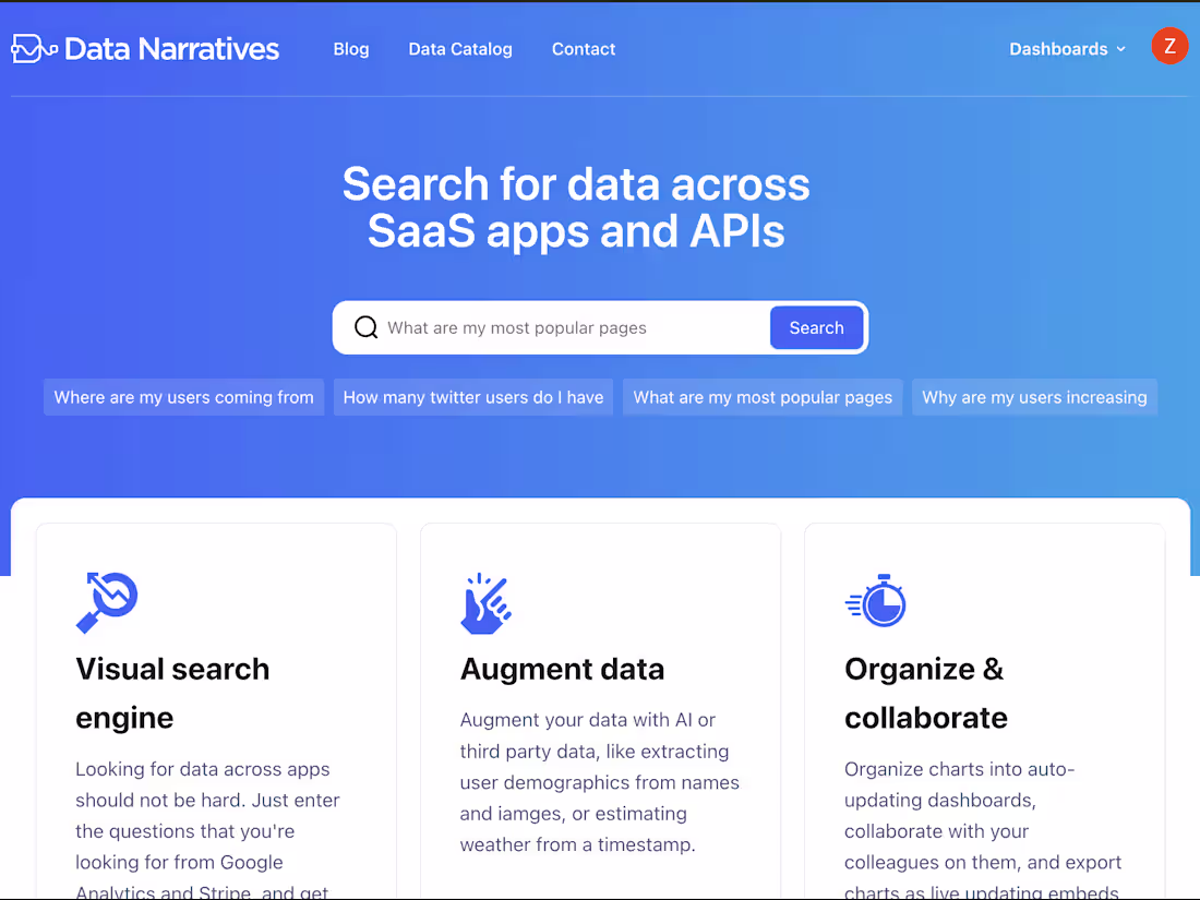 Cover image for Data Narratives: search your data like you Google