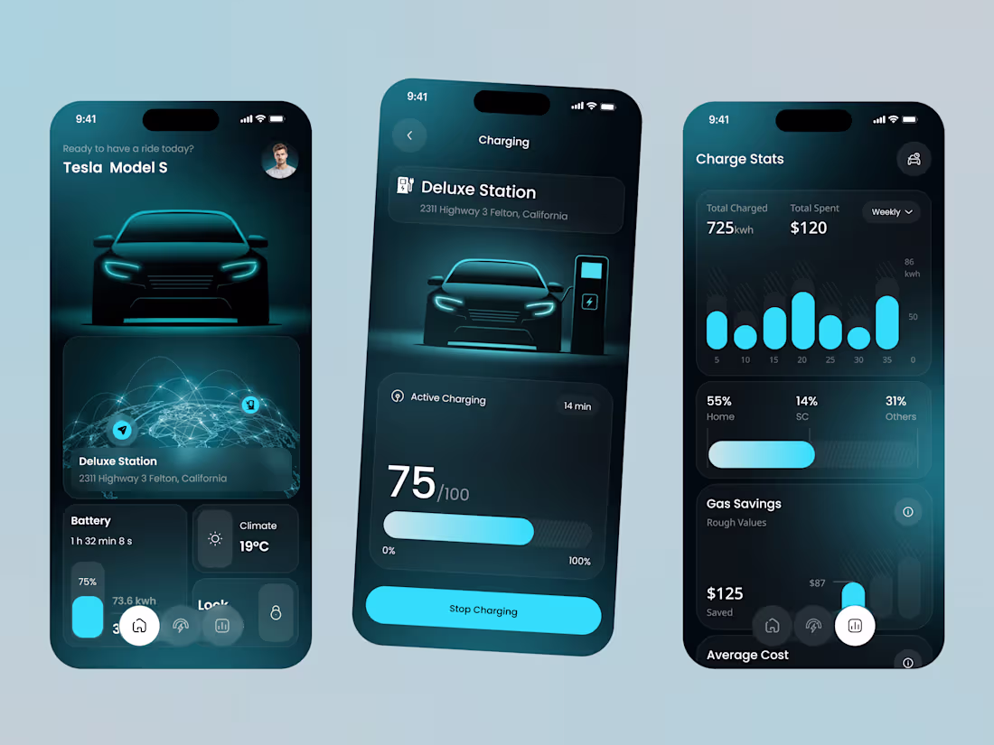 Cover image for Smart Car Charging App UI Design