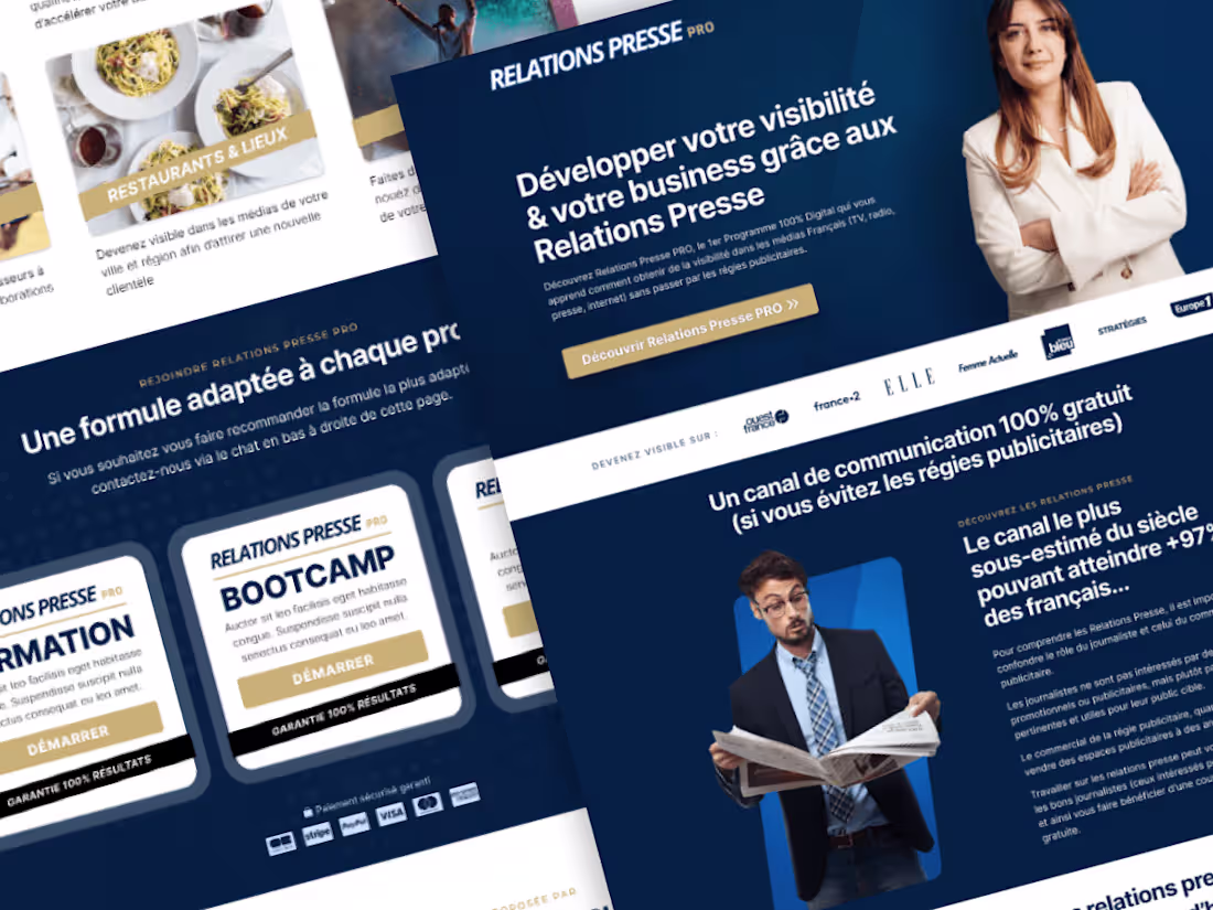 Cover image for Sleek landing page revamp for Relations Presse Pro