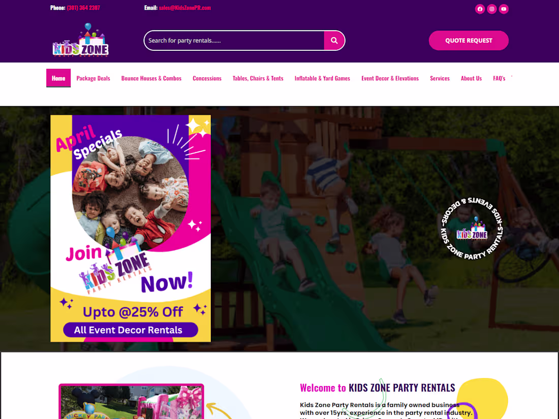 Cover image for Kids Zone Party Rentals Website Re-Design