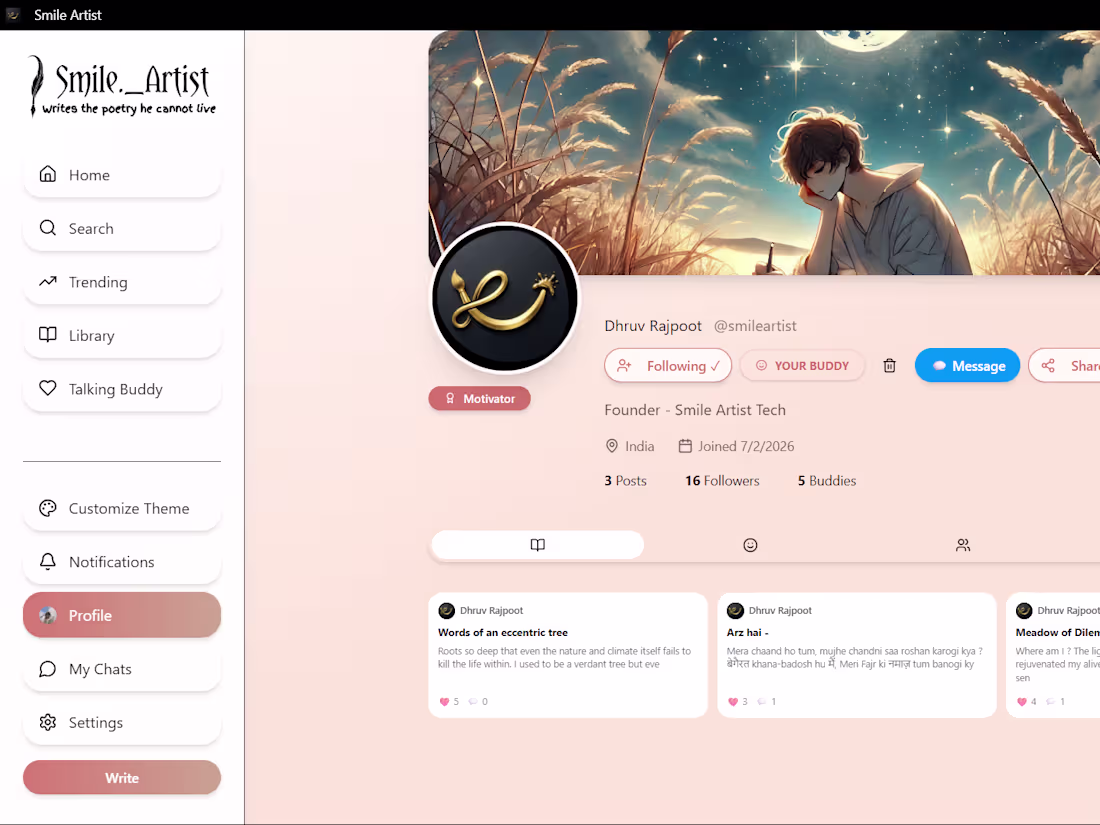 Cover image for Developed a full-featured social platform