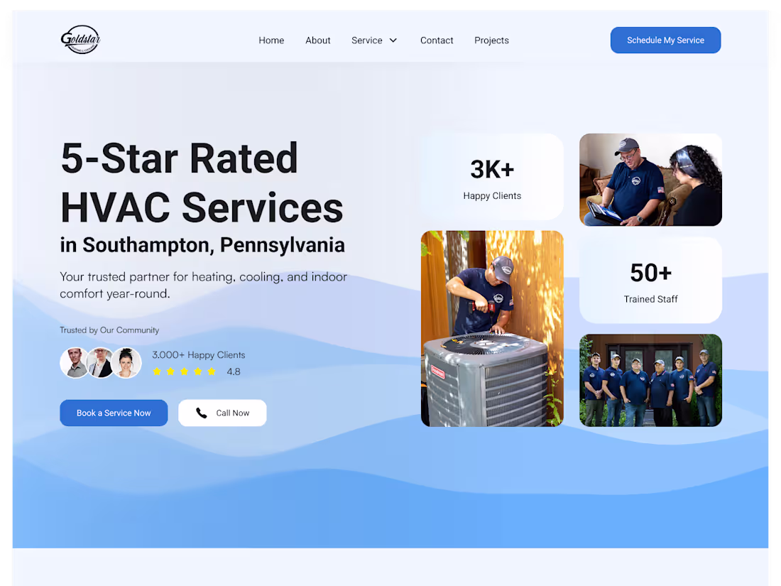 Cover image for Gold Star Heating & Cooling Website Redesign