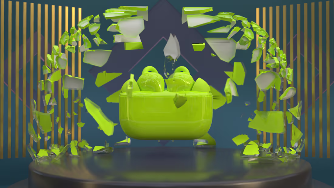 Cover image for Futuristic Wireless Earbuds – 3D Product Visualization A cle...