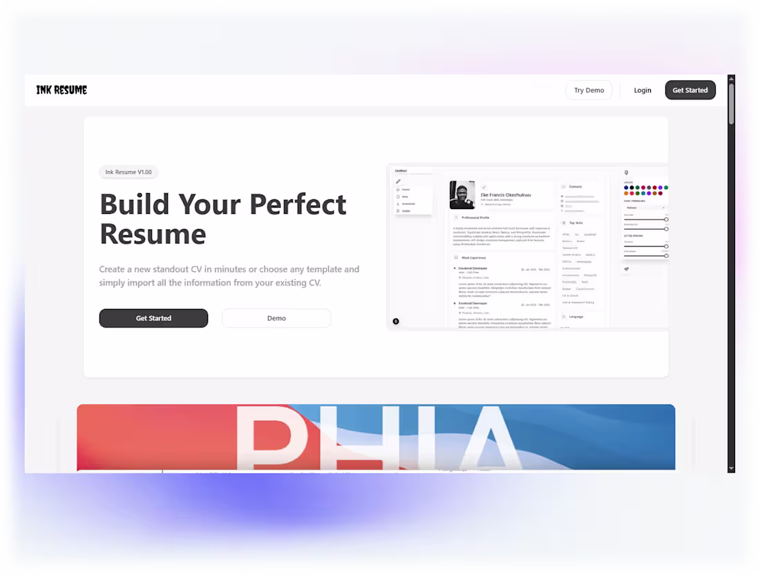 Cover image for Ink Resume:Mordern Website 