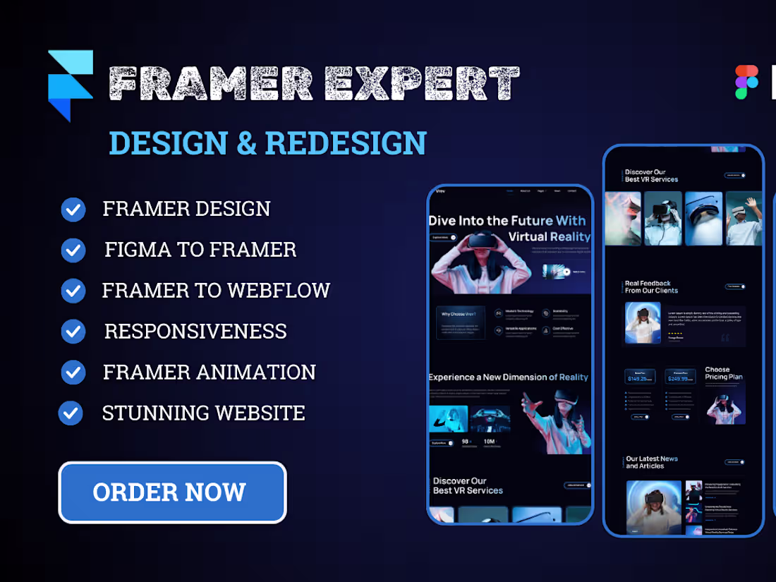 Cover image for I will design framer website framer landing page figma to framer