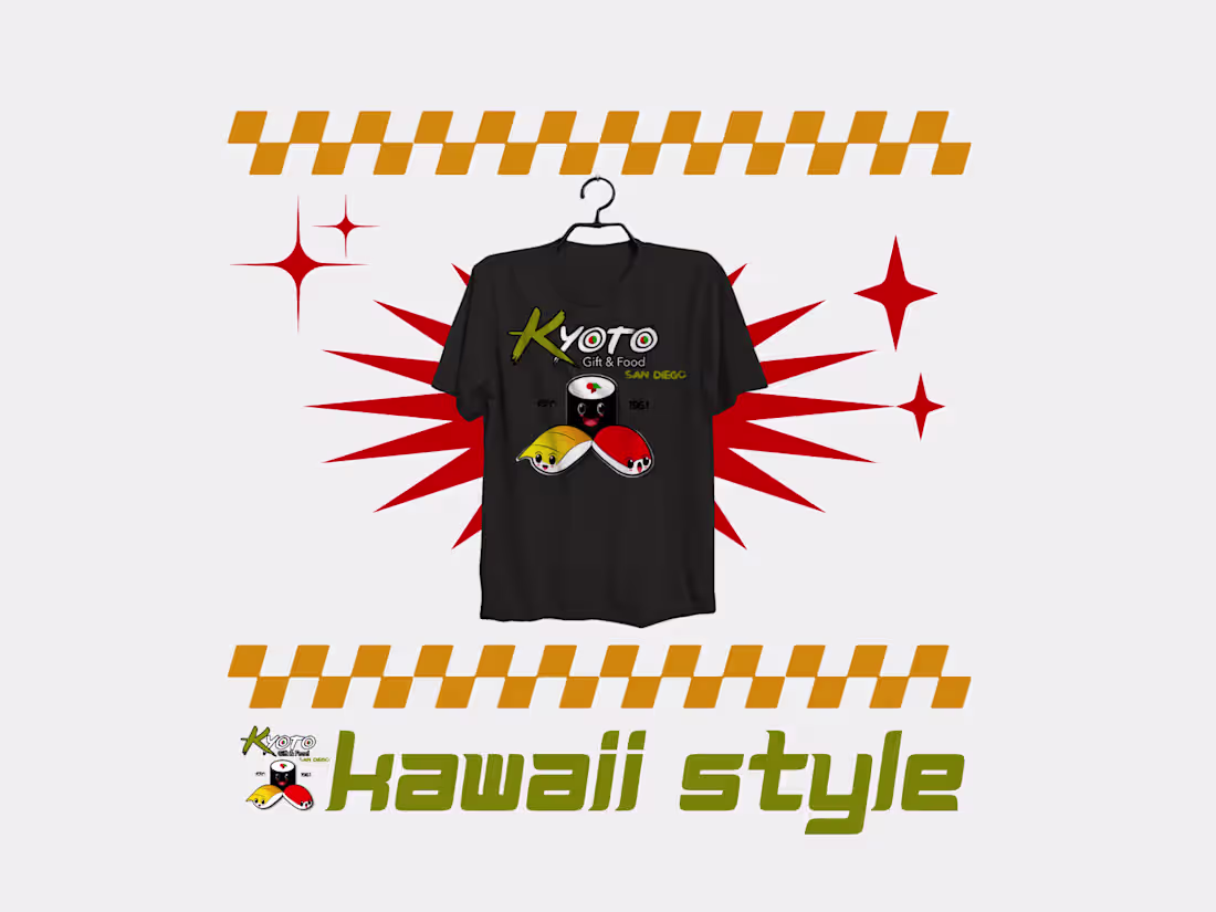 Cover image for "KAWAII" Japanese inspired Shushi t-shirt Design!