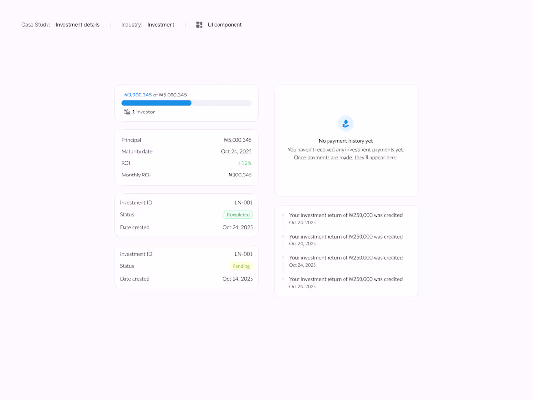 Cover image for Investment Details UI Component This Investment Details UI h...