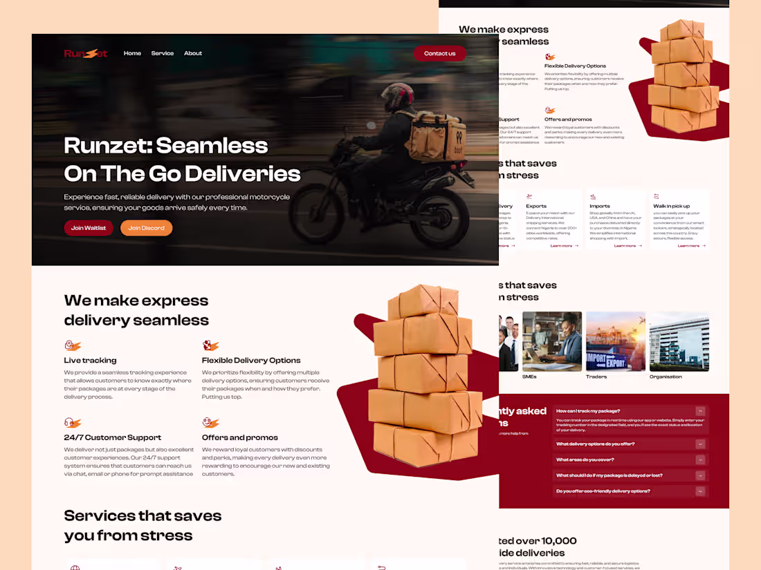 Cover image for RunZet Landing page (Delivery website)