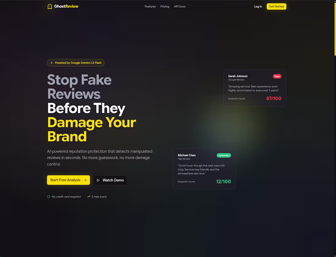 Cover image for GhostReview - AI-powered fake review detection