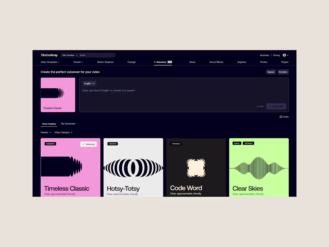 Cover image for Voiceover in motionarray.com 🎙️✨