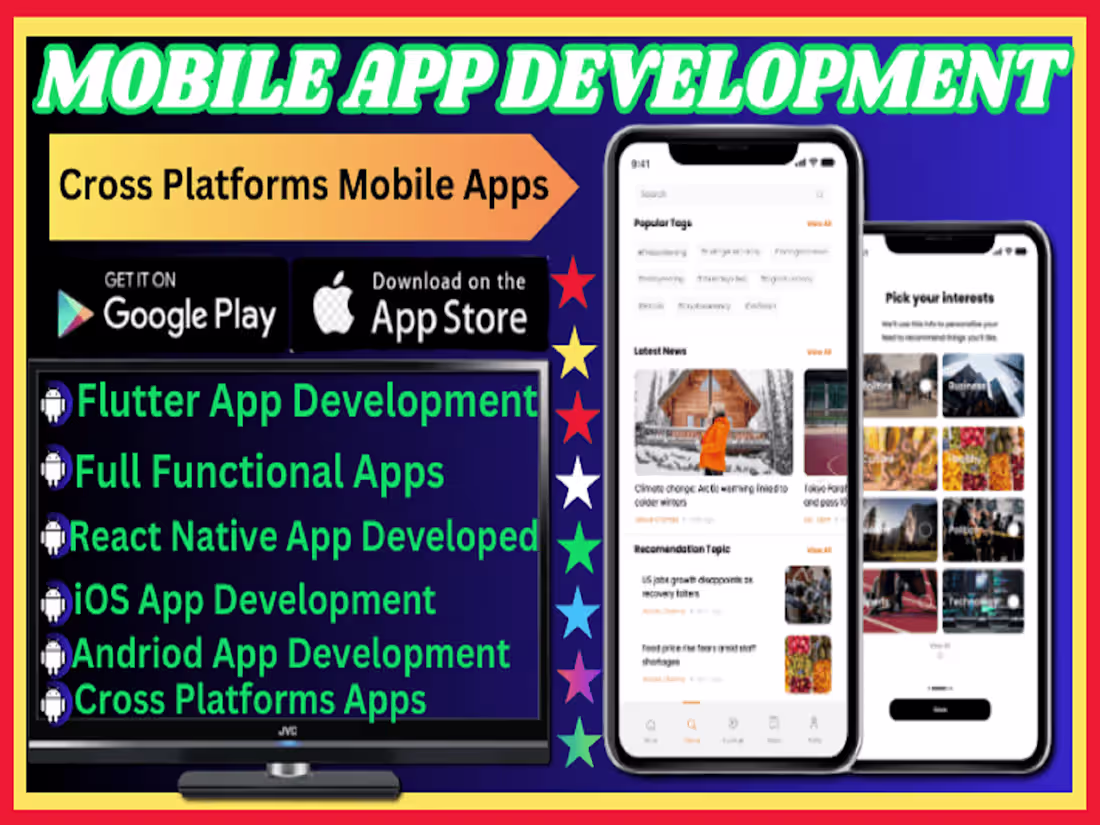 Cover image for I will do mobile app development, ios mobile app android mobile 